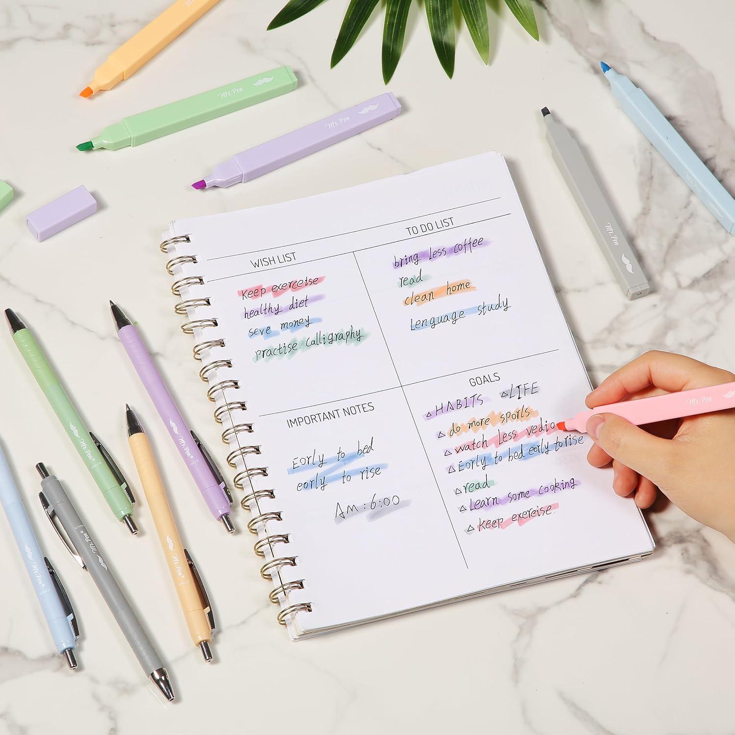 imageMr Pen Aesthetic Highlighters and Pens No Bleed 12 Pack Assorted Colors Bible Highlighters No Bleed Black Ink Bible Pens No Bleed Highlighters for Bibles Bible Pens No Bleed ThroughAesthetic Highlighters and Black Pens