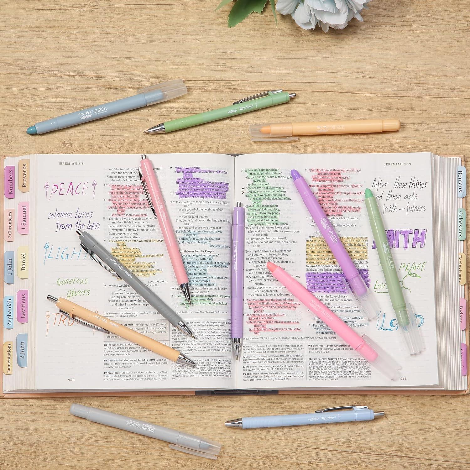 imageMr Pen Aesthetic Highlighters and Pens No Bleed 12 Pack Assorted Colors Bible Highlighters No Bleed Black Ink Bible Pens No Bleed Highlighters for Bibles Bible Pens No Bleed ThroughGel Highlighters and Colored Pens