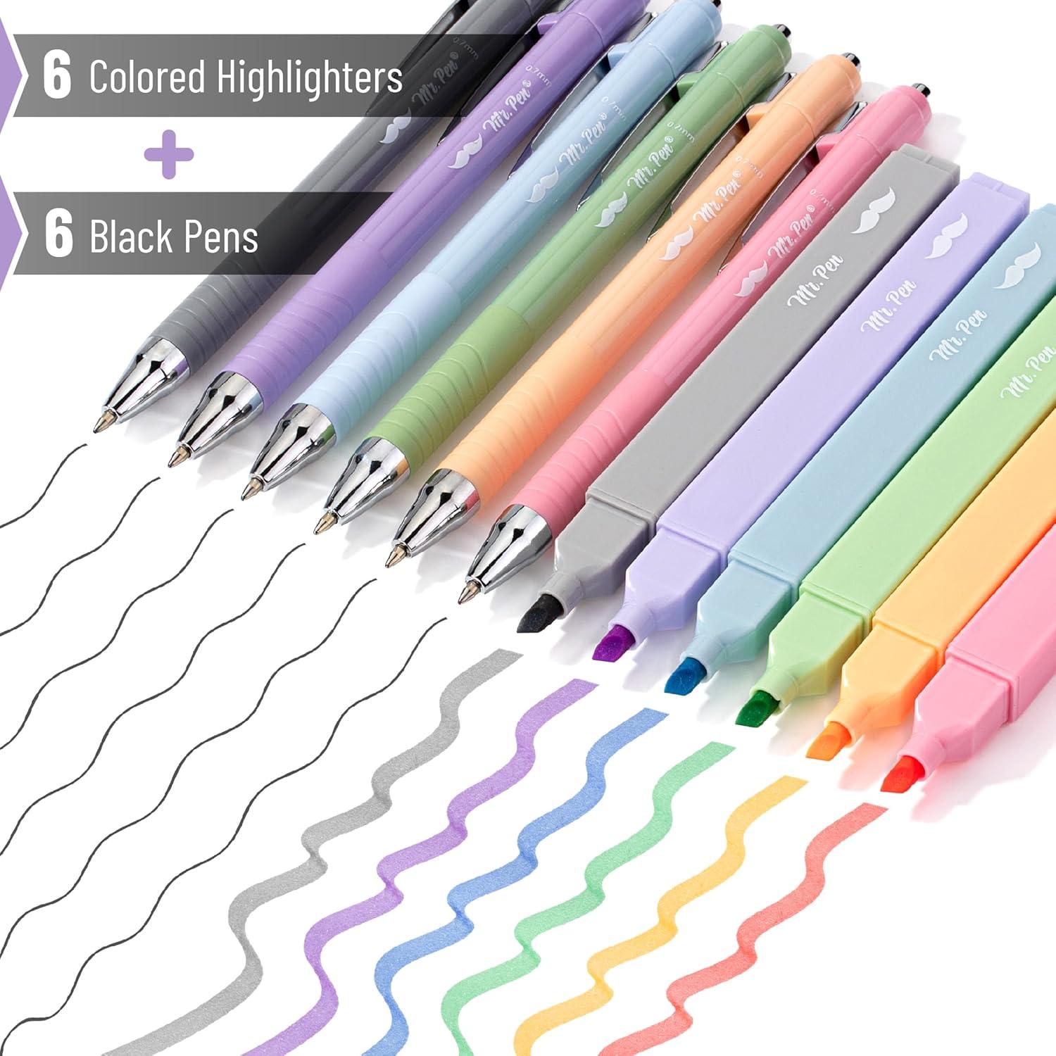 imageMr Pen Aesthetic Highlighters and Pens No Bleed 12 Pack Assorted Colors Bible Highlighters No Bleed Black Ink Bible Pens No Bleed Highlighters for Bibles Bible Pens No Bleed ThroughAesthetic Highlighters and Black Pens