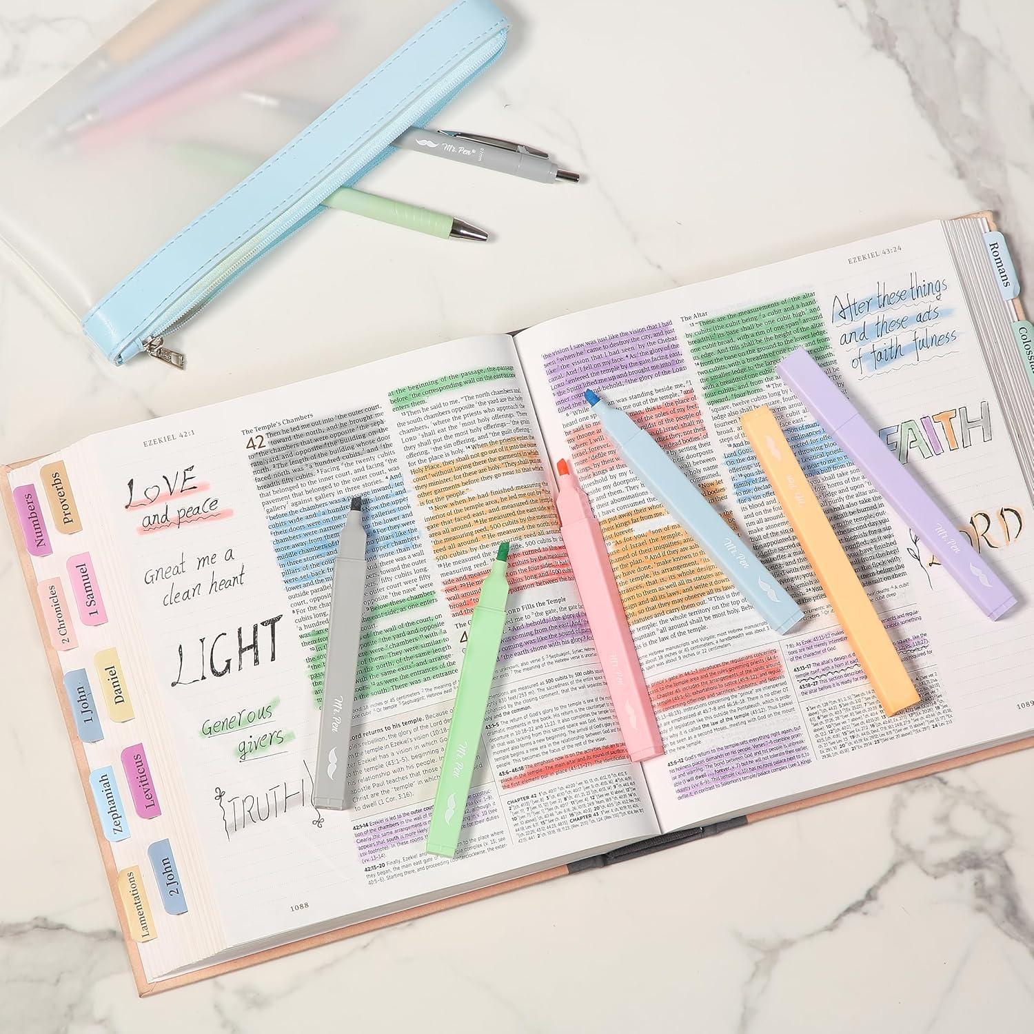 imageMr Pen Aesthetic Highlighters and Pens No Bleed 12 Pack Assorted Colors Bible Highlighters No Bleed Black Ink Bible Pens No Bleed Highlighters for Bibles Bible Pens No Bleed ThroughAesthetic Highlighters and Black Pens