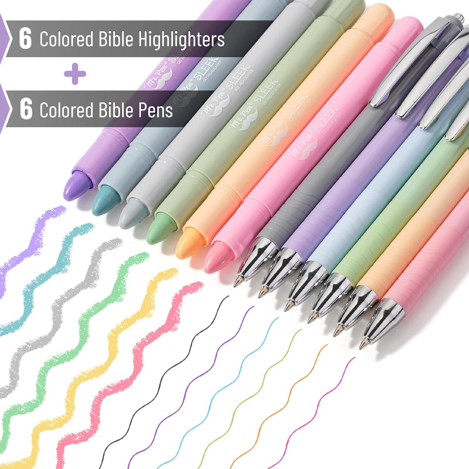 imageMr Pen Aesthetic Highlighters and Pens No Bleed 12 Pack Assorted Colors Bible Highlighters No Bleed Black Ink Bible Pens No Bleed Highlighters for Bibles Bible Pens No Bleed ThroughGel Highlighters and Colored Pens