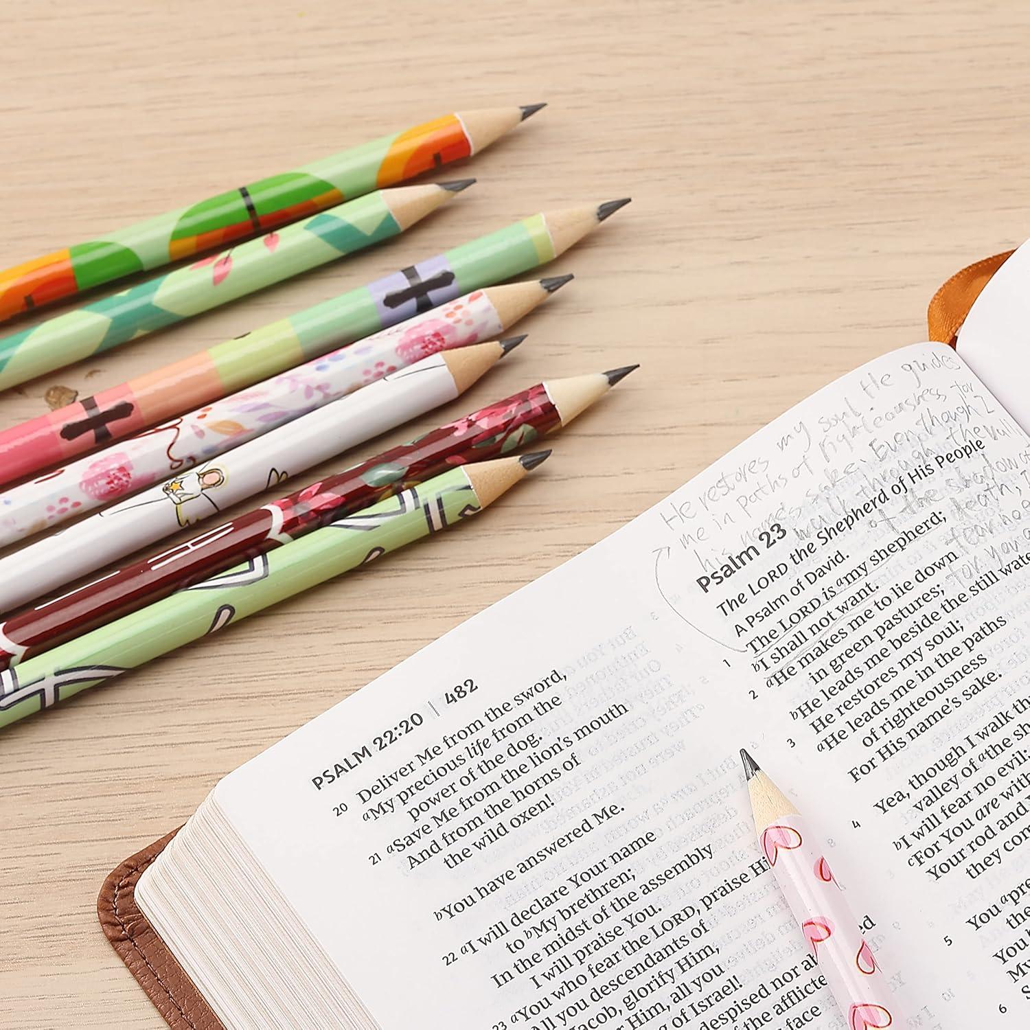 imageMr Pen Floral Bible Pencils 24 Pcs Assorted Designs Colorful Verse and Flower Pencils Religious for Bible Journaling