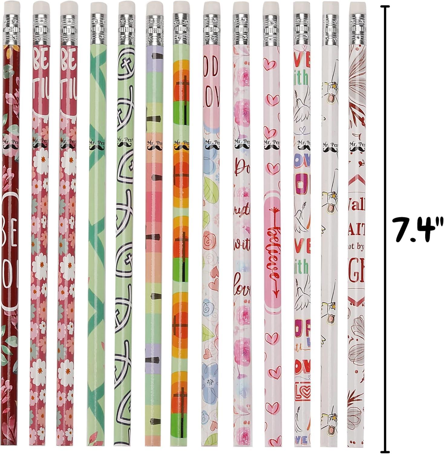 imageMr Pen Floral Bible Pencils 24 Pcs Assorted Designs Colorful Verse and Flower Pencils Religious for Bible Journaling