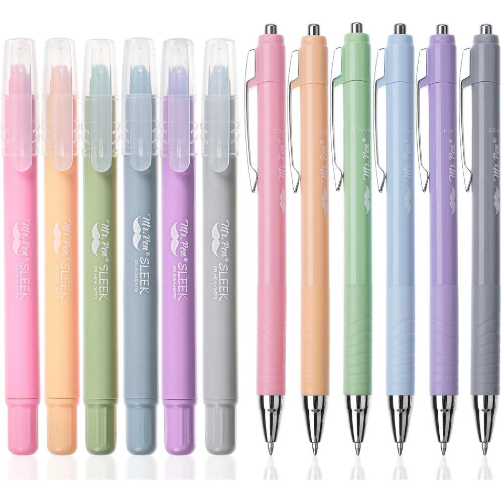 imageMr Pen Aesthetic Highlighters and Pens No Bleed 12 Pack Assorted Colors Bible Highlighters No Bleed Black Ink Bible Pens No Bleed Highlighters for Bibles Bible Pens No Bleed ThroughGel Highlighters and Colored Pens