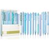imageMr Pen Gel Pen Set 12 Pack Pastel Blue Barrels 1 x Aesthetic Highlighter 05mm Black Ink Gel Pens for JournalingPastel Blue Barrel