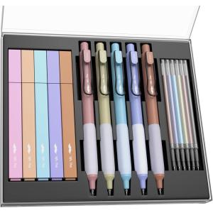 imageMr Pen Aesthetic Highlighters and Gel Pens with Case 10 Pack 6 Pen Refills Colorful Bible Highlighters No Bleed Highlighters for Bibles Cute Highlighter Pens Aesthetic Gel Pens