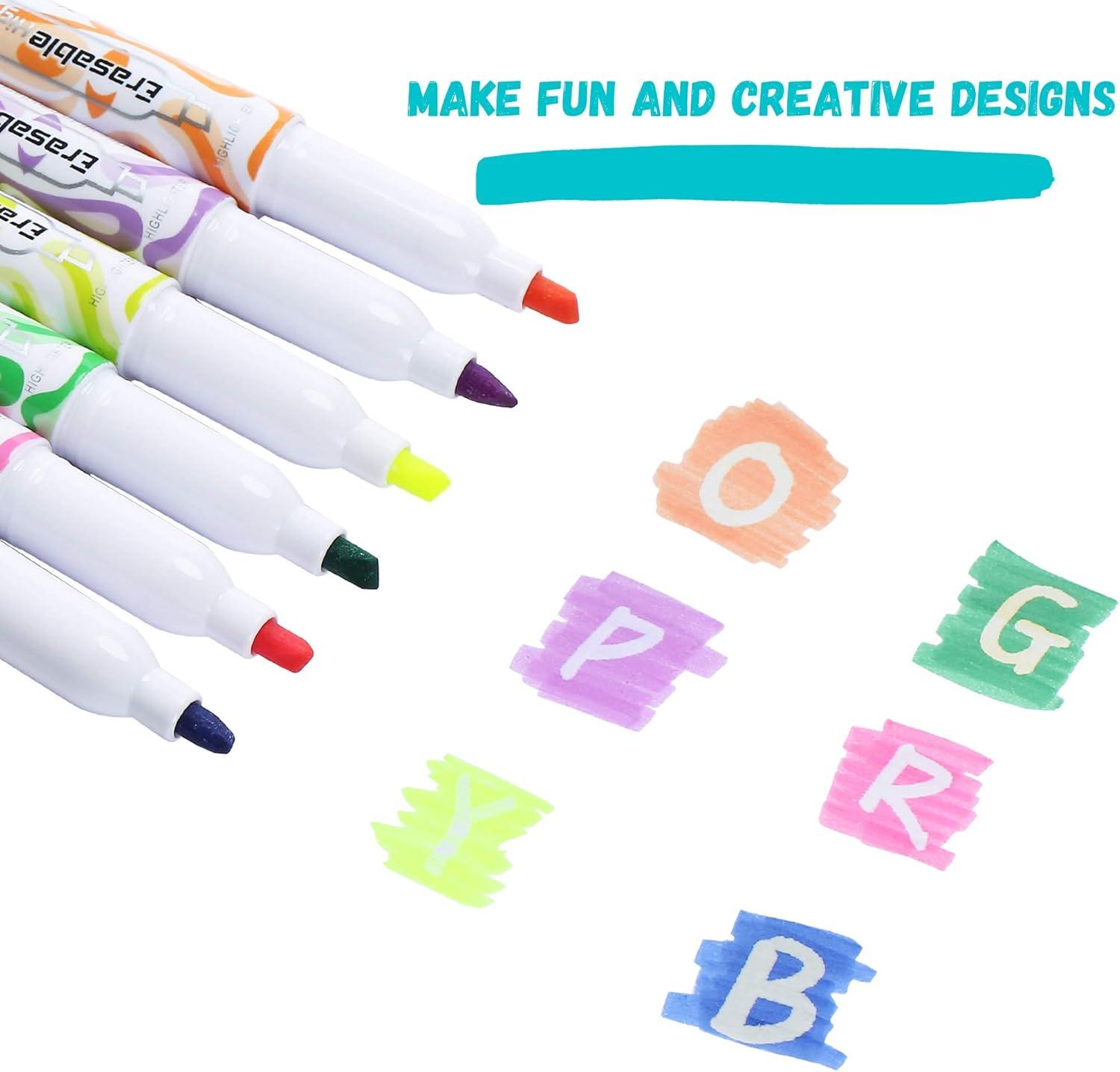 imageMr Pen  Erasable Highlighters 6 Pack Chisel Tip Assorted Colors QuickDry Odorless NonToxic