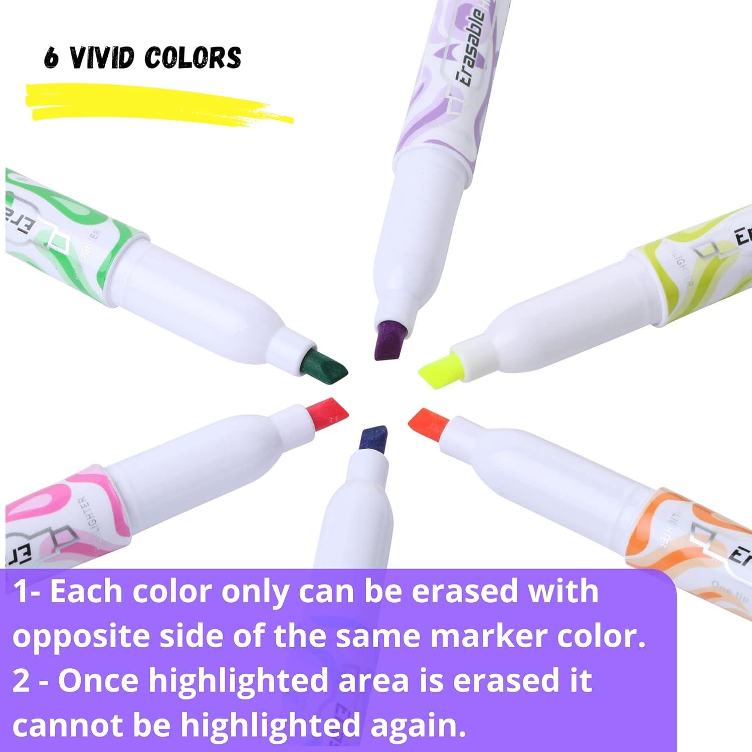 imageMr Pen  Erasable Highlighters 6 Pack Chisel Tip Assorted Colors QuickDry Odorless NonToxic