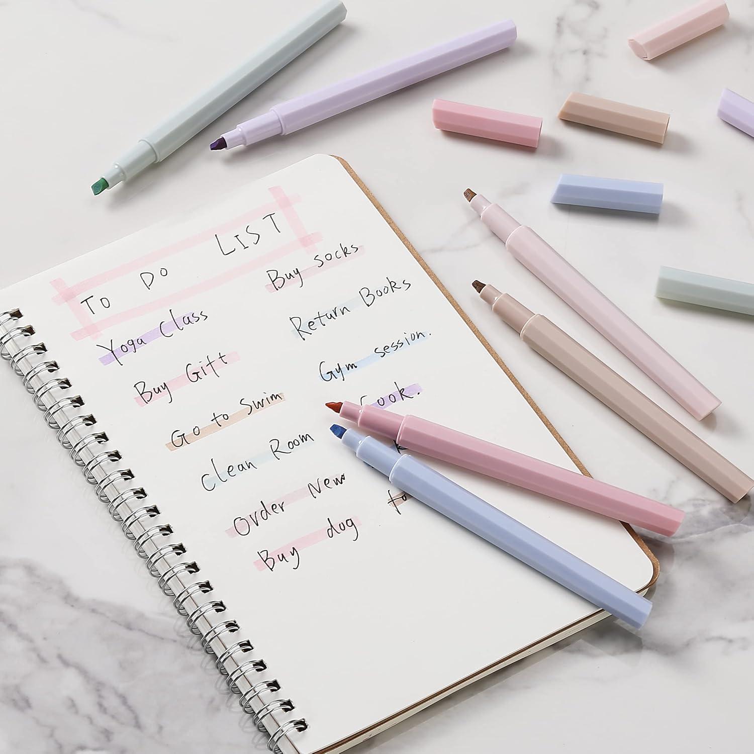 imageMr Pen Aesthetic Highlighters 6 Pack Muted Pastel Color Chisel Tip Cute Highlighter Assorted Colors School SuppliesMuted Pastel