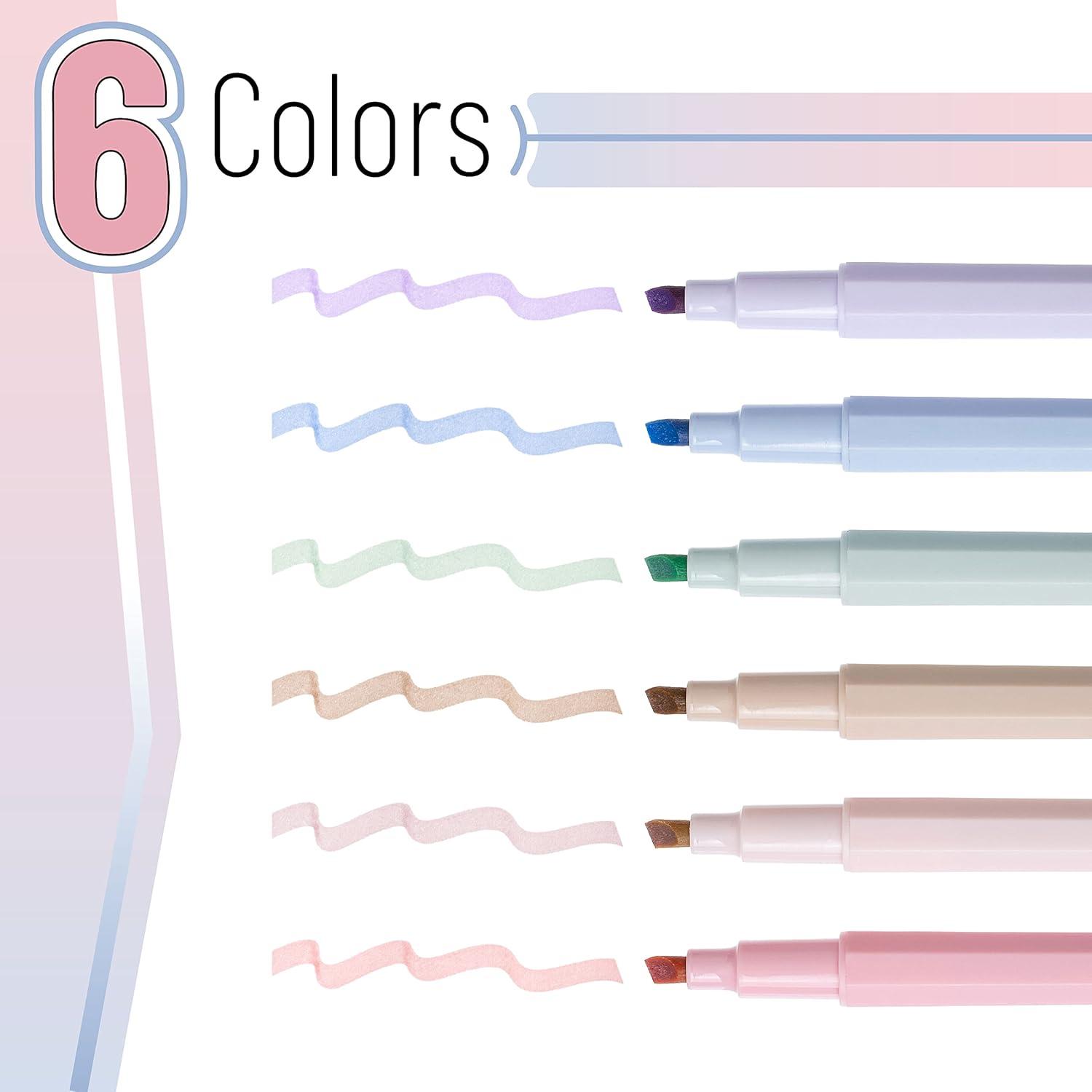 imageMr Pen Aesthetic Highlighters 6 Pack Muted Pastel Color Chisel Tip Cute Highlighter Assorted Colors School SuppliesMuted Pastel