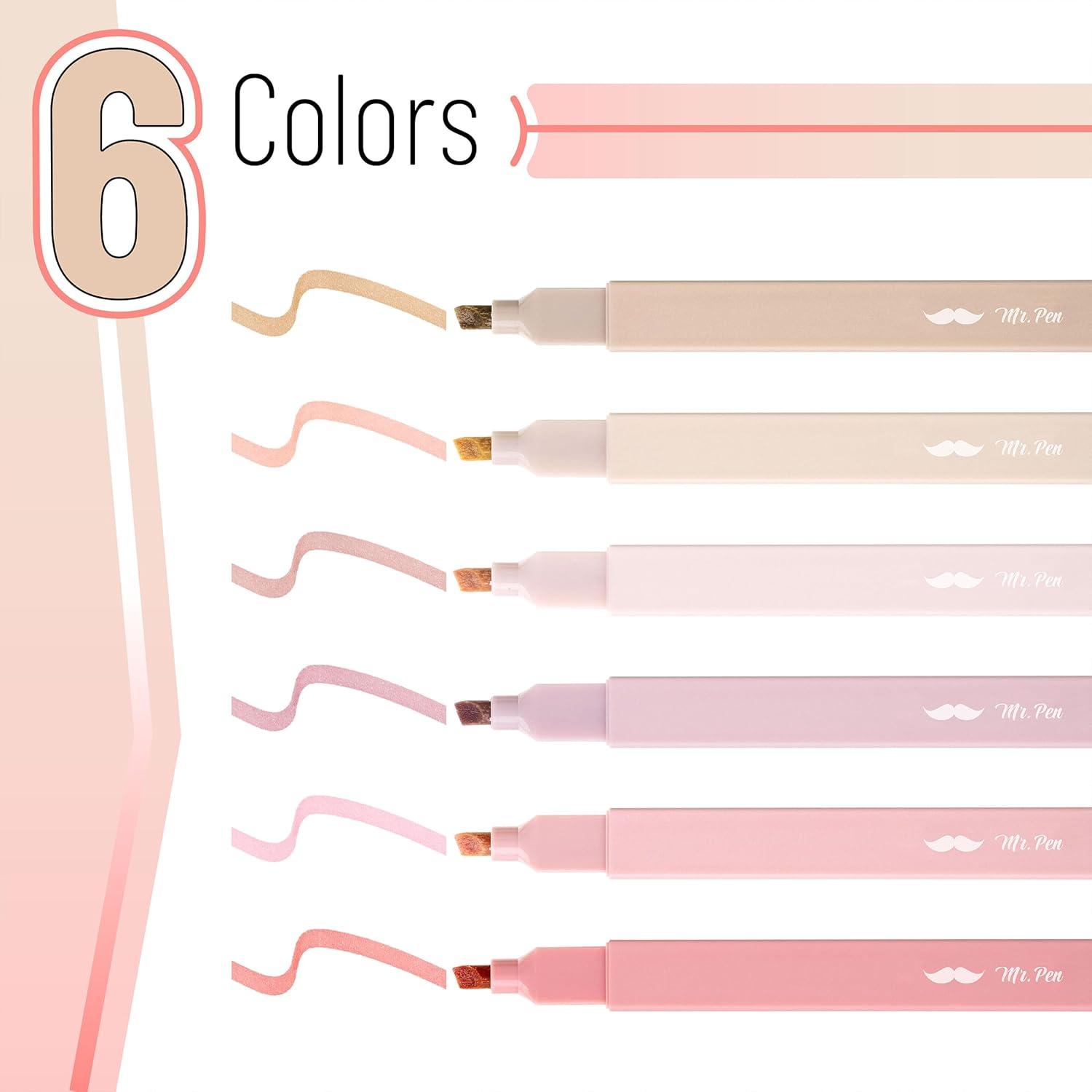 imageMr Pen Aesthetic Highlighters 6pcs Chisel Tip Vibrant Colors Assorted Colors No Bleed Cute Highlighters and Pens for Bible Pages Fluorescent HighlighterVintage