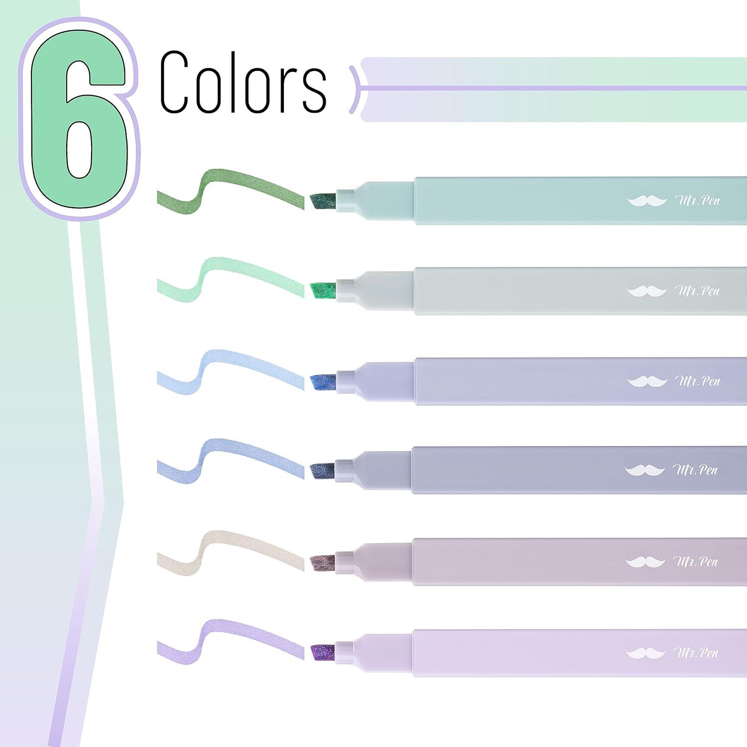 imageMr Pen Aesthetic Highlighters 6pcs Chisel Tip Vibrant Colors Assorted Colors No Bleed Cute Highlighters and Pens for Bible Pages Fluorescent HighlighterMorandi