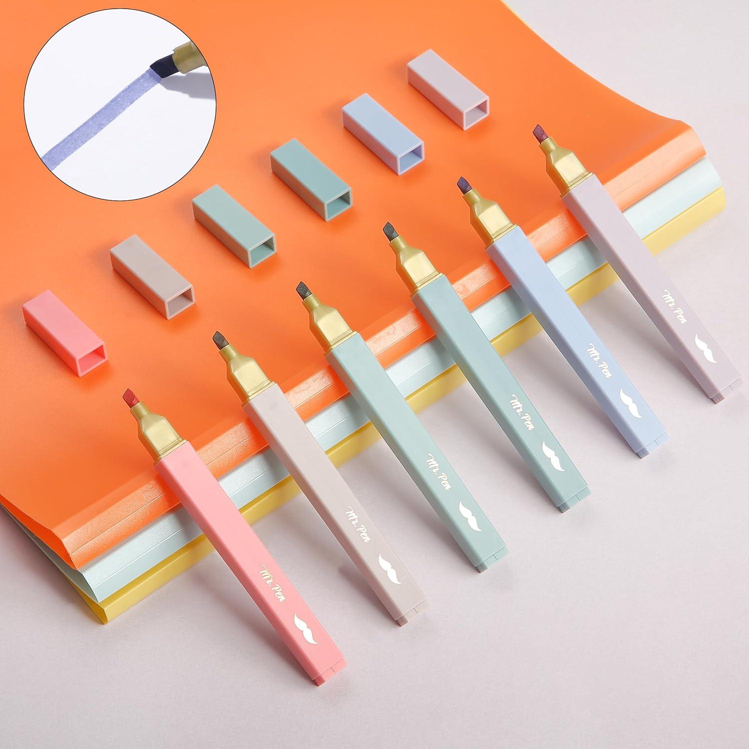Mr. Pen- Aesthetic Highlighters, 6pcs, Chisel Tip, Vibrant Colors Assorted Colors No Bleed Cute Highlighters And Pens For Bible Pages Fluorescent Highlight 8808465 6913835 - View #6