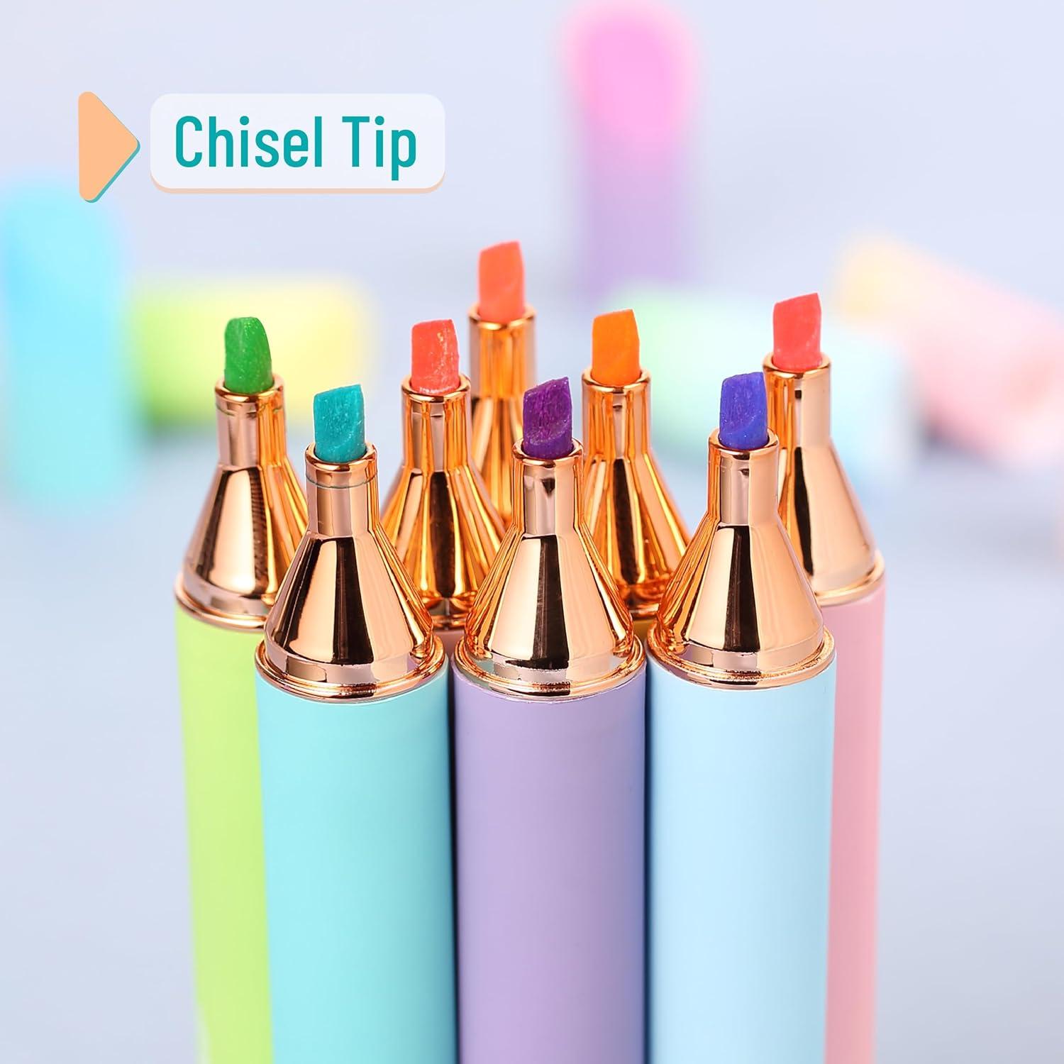 imageMr Pen Aesthetic Highlighters 8Pack Chisel Tip Energetic Colors Gradient Barrel Cute Highlighters Assorted Colors