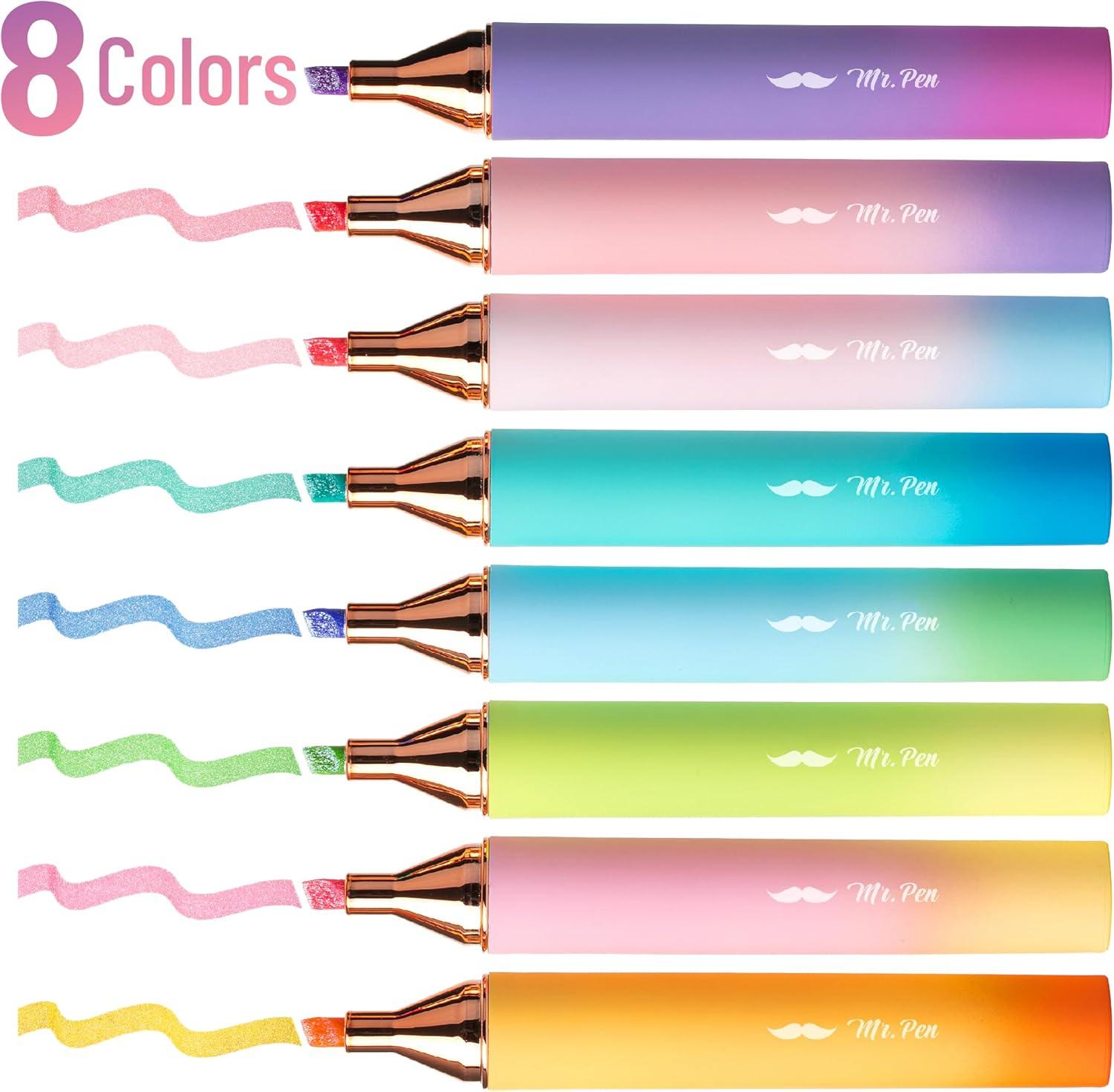 imageMr Pen Aesthetic Highlighters 8Pack Chisel Tip Energetic Colors Gradient Barrel Cute Highlighters Assorted Colors