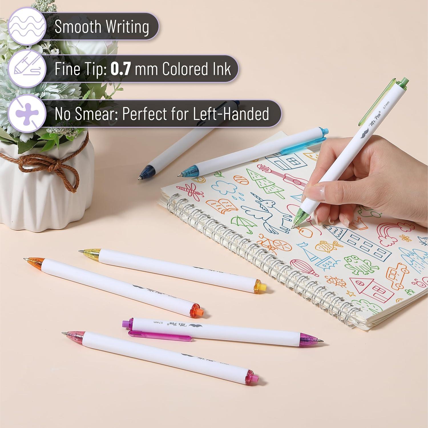 imageMr Pen Ballpoint Pens 10 Pack Colorful Ink Cute Ballpoint Pens Assorted Color Ink Cute Pens for Journaling Aesthetic Pens Bible Pen Ball Point Pens Black Pens Ballpoint Smooth Writing Pens