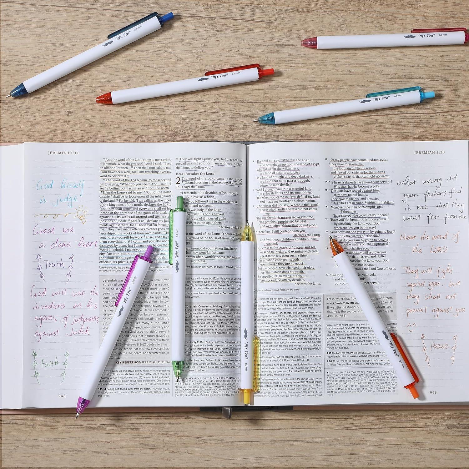 imageMr Pen Ballpoint Pens 10 Pack Colorful Ink Cute Ballpoint Pens Assorted Color Ink Cute Pens for Journaling Aesthetic Pens Bible Pen Ball Point Pens Black Pens Ballpoint Smooth Writing Pens