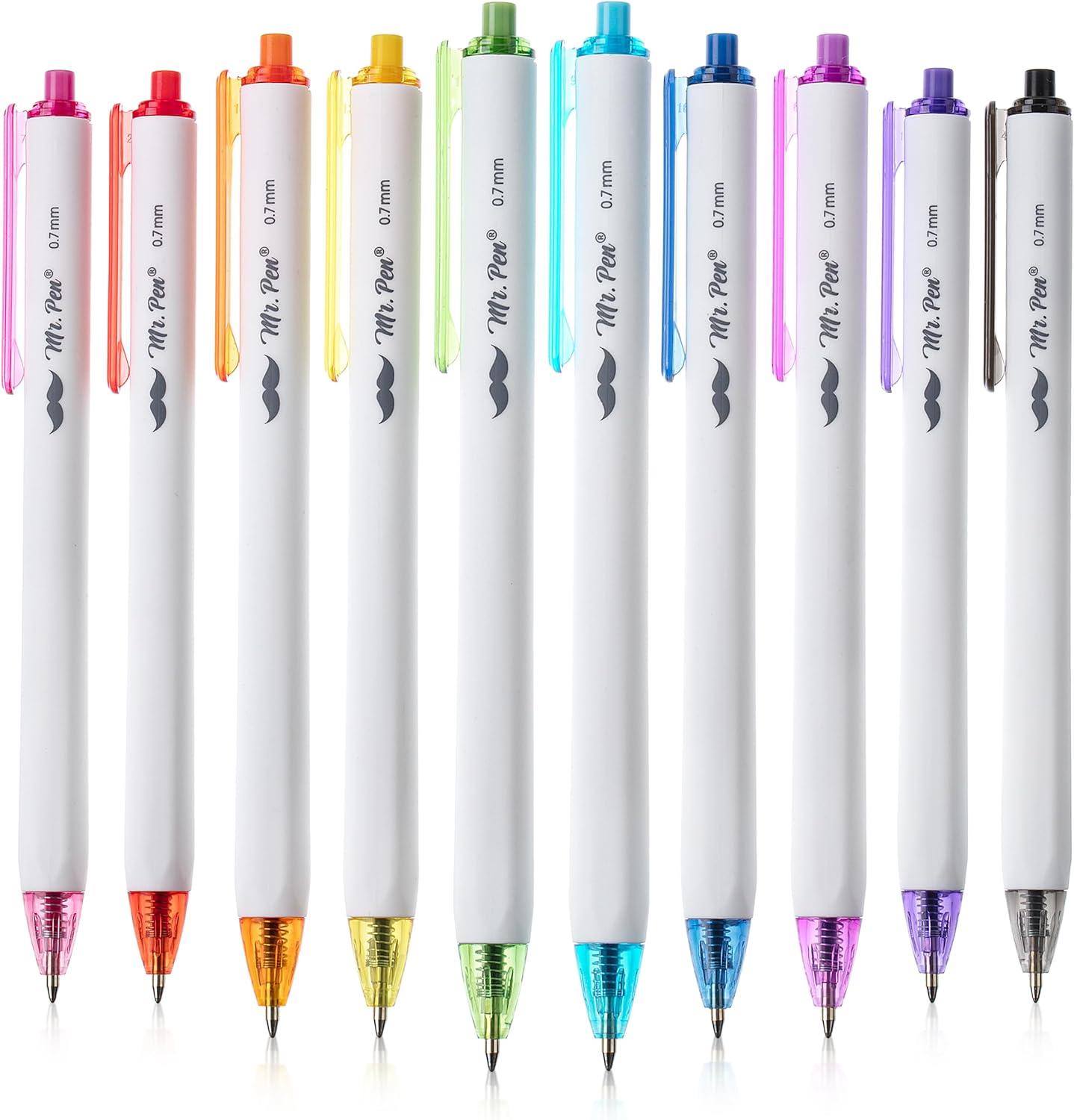 imageMr Pen Ballpoint Pens 10 Pack Colorful Ink Cute Ballpoint Pens Assorted Color Ink Cute Pens for Journaling Aesthetic Pens Bible Pen Ball Point Pens Black Pens Ballpoint Smooth Writing Pens