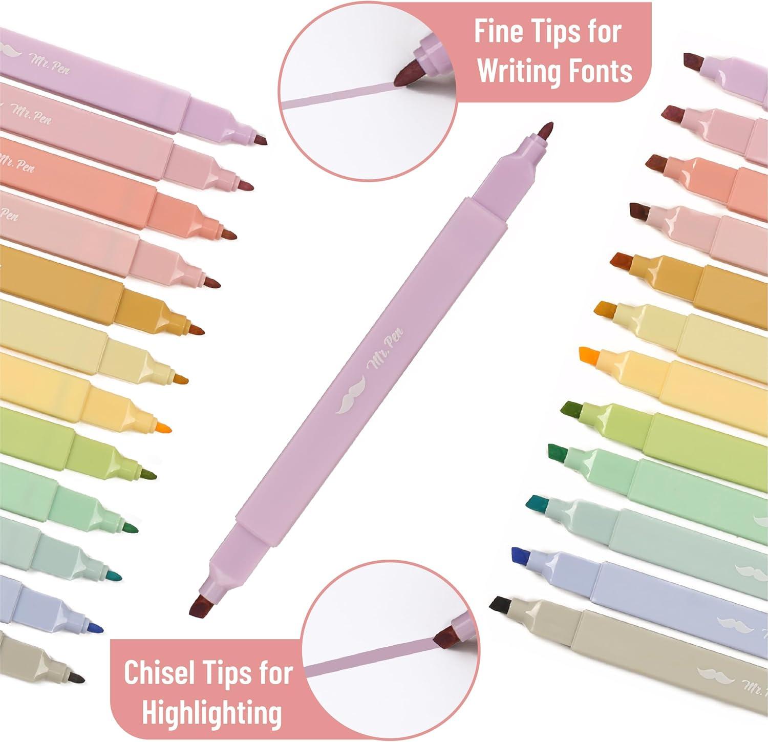 imageMr Pen Dual Tip Aesthetic Highlighters 12Pack Chisel ampamp Fine Tips Pastel Colors Cute Assorted Colors Cute High lighters for School Highlighter Set