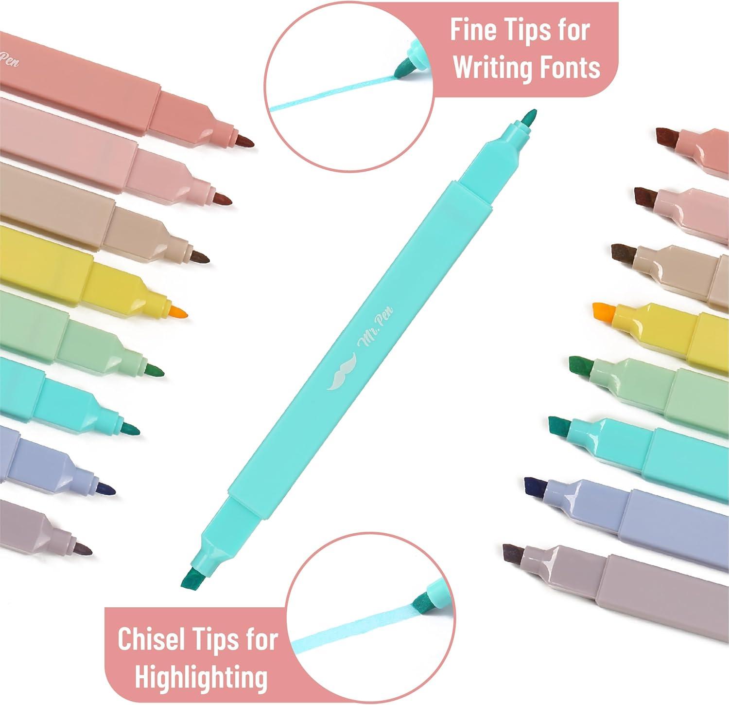 imageMr Pen Dual Tip Aesthetic Highlighters 8 pcs Fine ampamp Chisel Tips Pastel Colors Cute Highlighters Assorted Colors Bible Highlighters and Pens No Bleed Highlighters for Bible Pages No Bleed