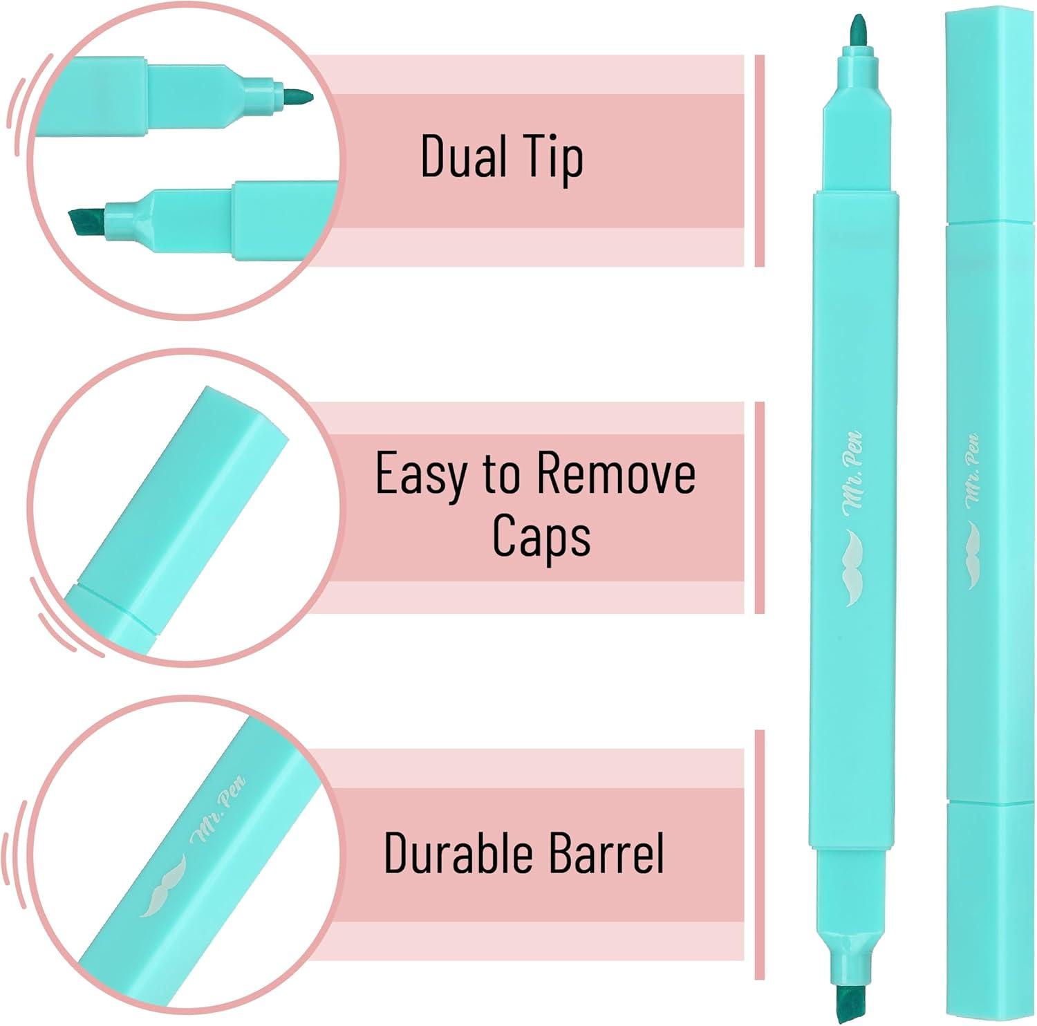 imageMr Pen Dual Tip Aesthetic Highlighters 8 pcs Fine ampamp Chisel Tips Pastel Colors Cute Highlighters Assorted Colors Bible Highlighters and Pens No Bleed Highlighters for Bible Pages No Bleed