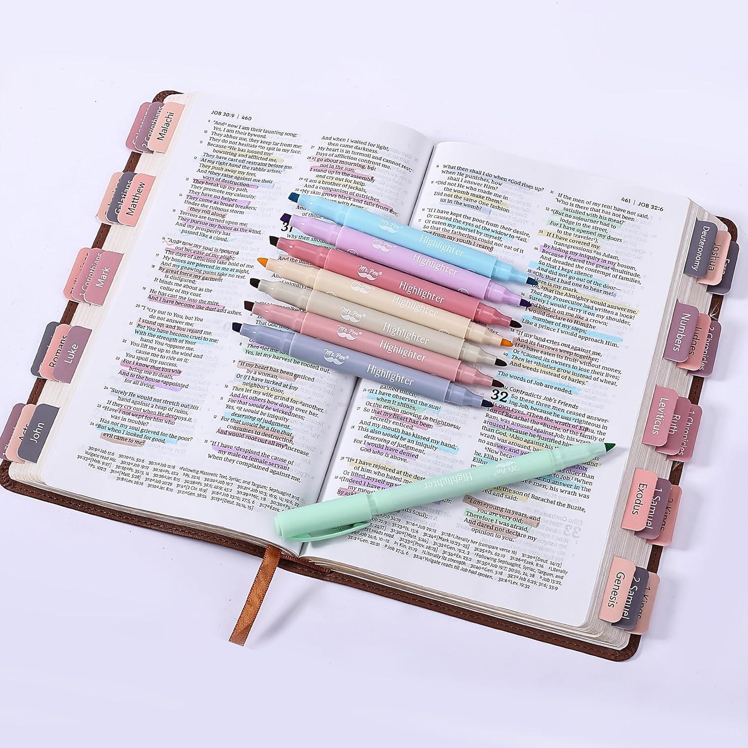 Mr. Pen- Dual Tip Highlighters, Vintage Colors, 8 Pack, Fine & Chisel ...