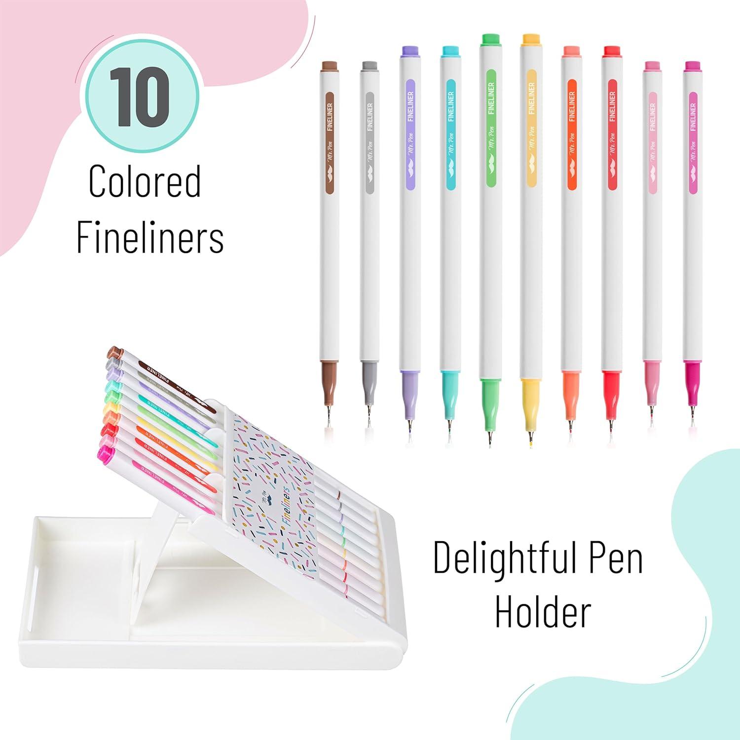 imageMr Pen Fineliner Pens with Stand 10 Pack Colorful Fineliners Colored Pens for Drawing Writing Pens for Journaling Pens Fine Liners Fine Tip Markers Marker Pens