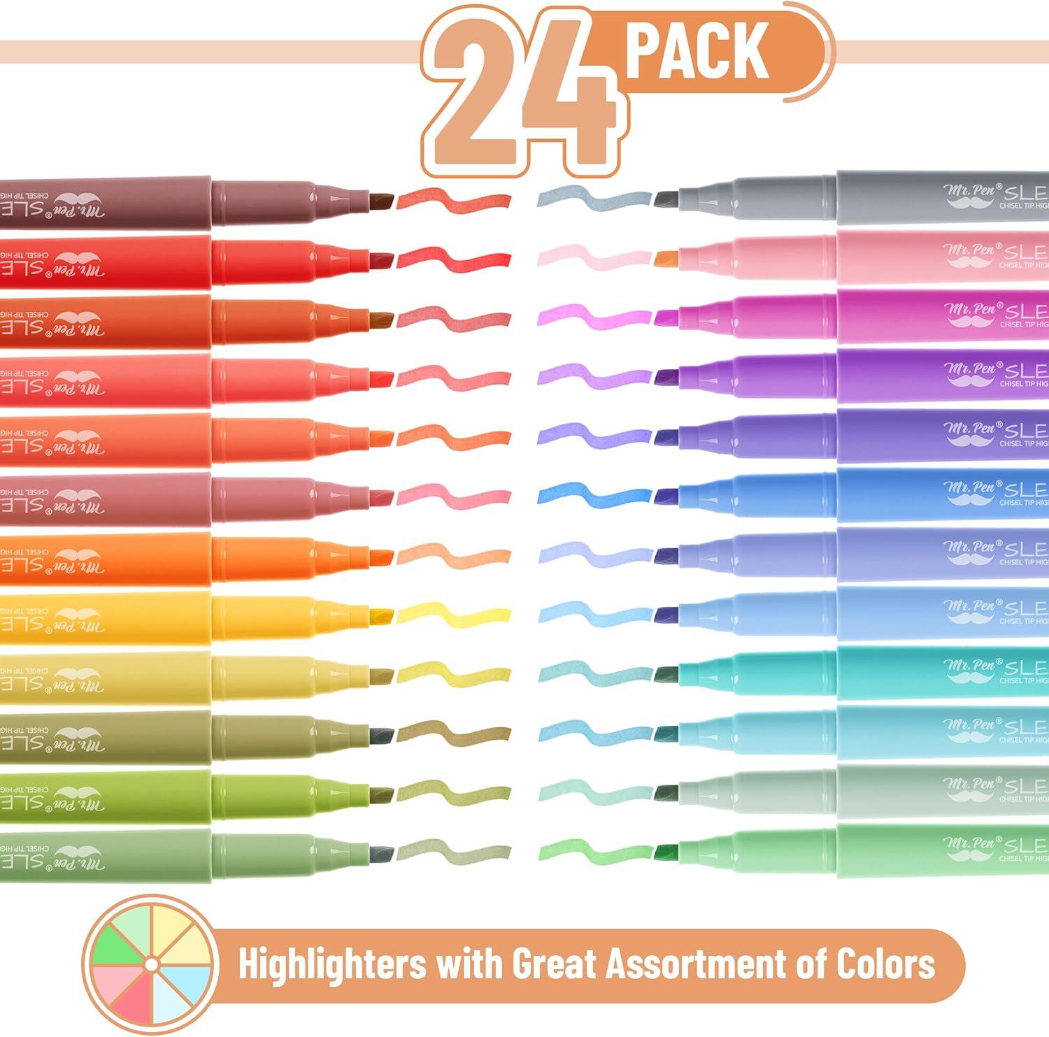 imageMr Pen Pastel Highlighters 24 Pack Chisel Tip Colorful Cute Highlighters Assorted Colors Quick Drying Smear Resistant