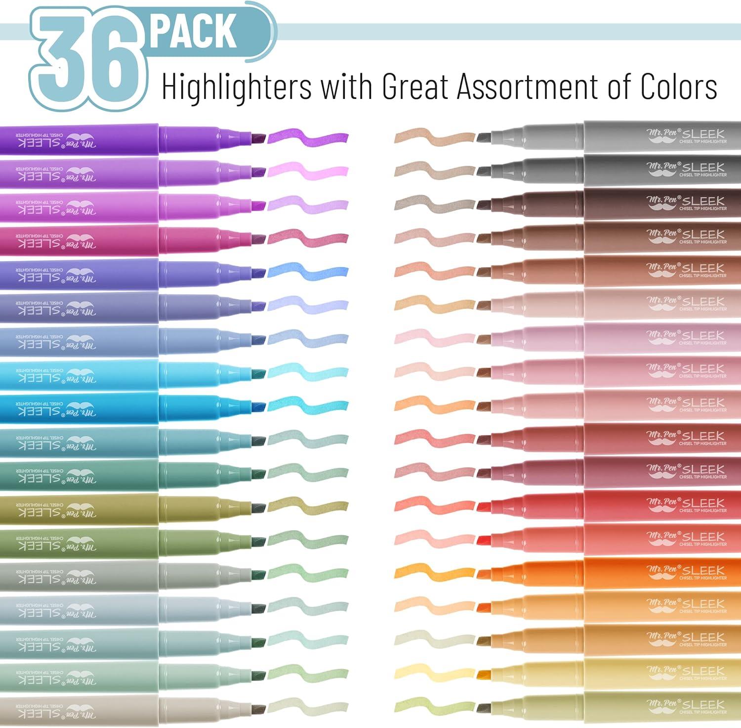 imageMr Pen Pastel Highlighters 36 Pack Chisel Tip Colorful Cute Highlighters Assorted Colors Quick Drying Smear Resistant