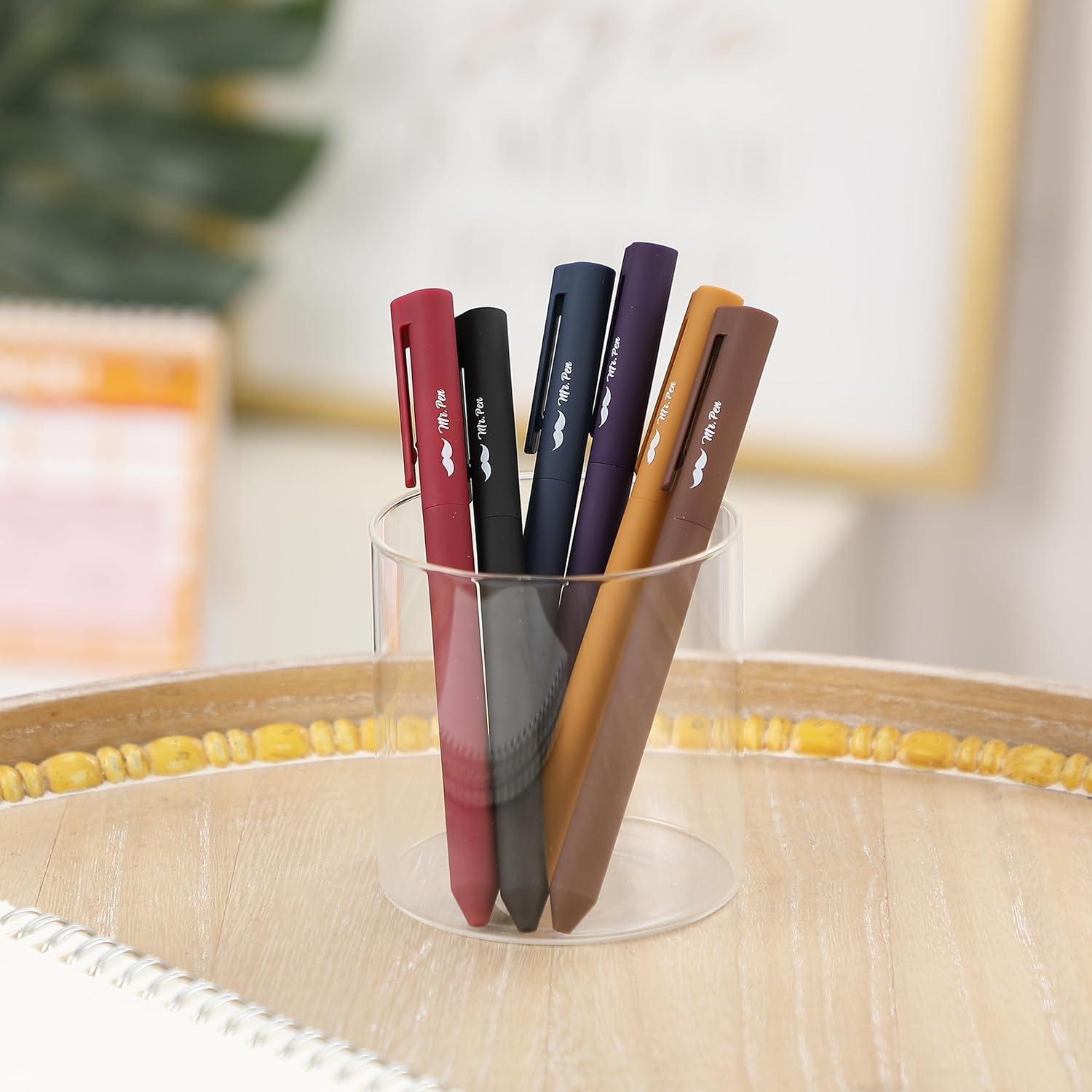 Mr. Pen Retractable Gel Pens, 6 Pack Vintage Colors, Fine Point Pens ...