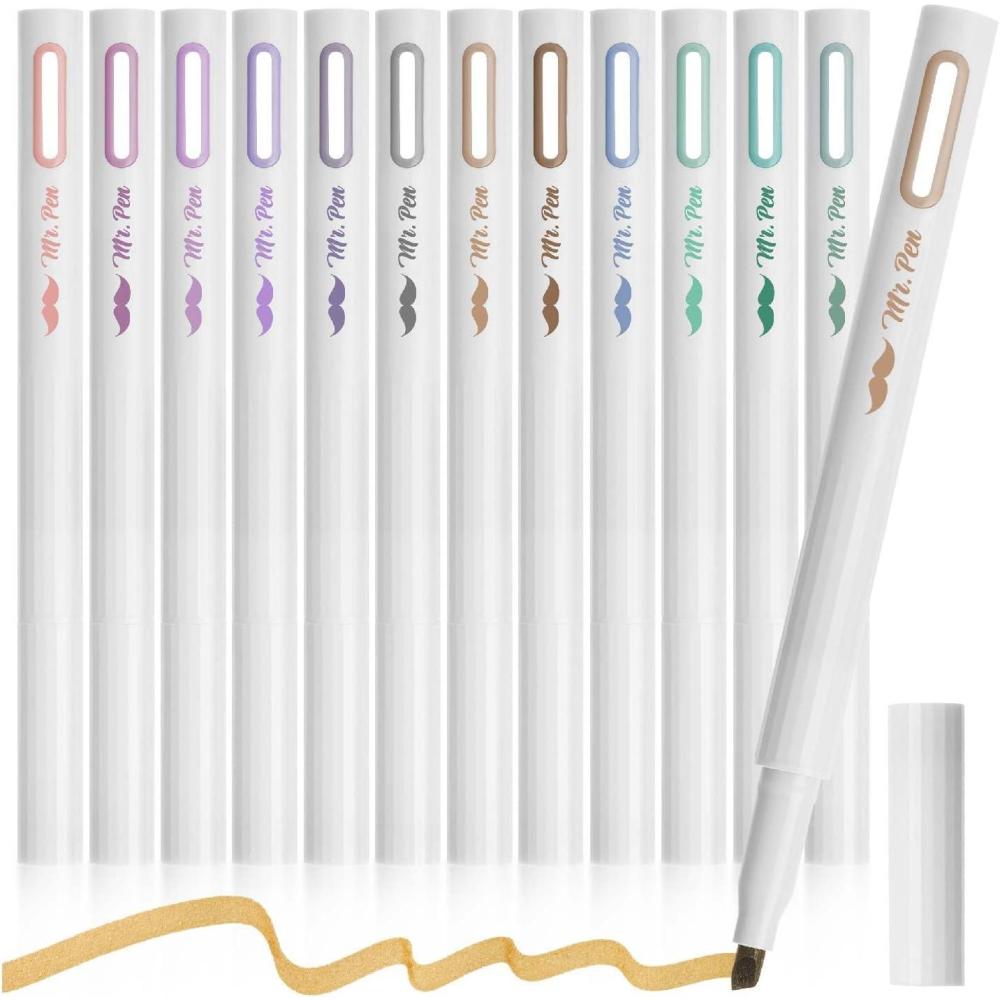 imageMr Pen Aesthetic Highlighters 12 Pack Chisel Tip Muted Pastel Colors Cute Assorted Colors for School Highlighter Set
