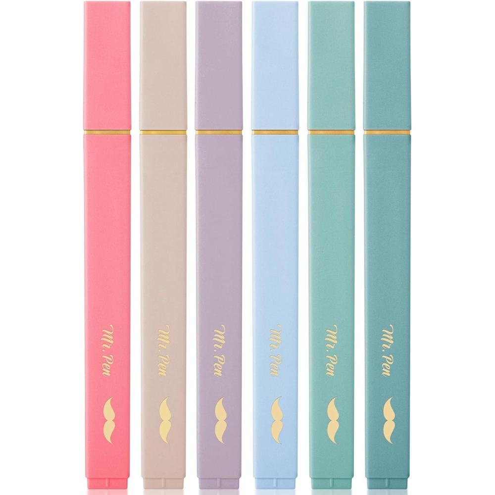 Mr. Pen- Aesthetic Highlighters, 6pcs, Chisel Tip, Vibrant Colors Assorted Colors No Bleed Cute Highlighters And Pens For Bible Pages Fluorescent Highlight 8808465 6913835 - View #2