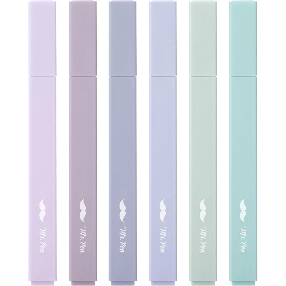 imageMr Pen Aesthetic Highlighters 6pcs Chisel Tip Vibrant Colors Assorted Colors No Bleed Cute Highlighters and Pens for Bible Pages Fluorescent HighlighterMorandi