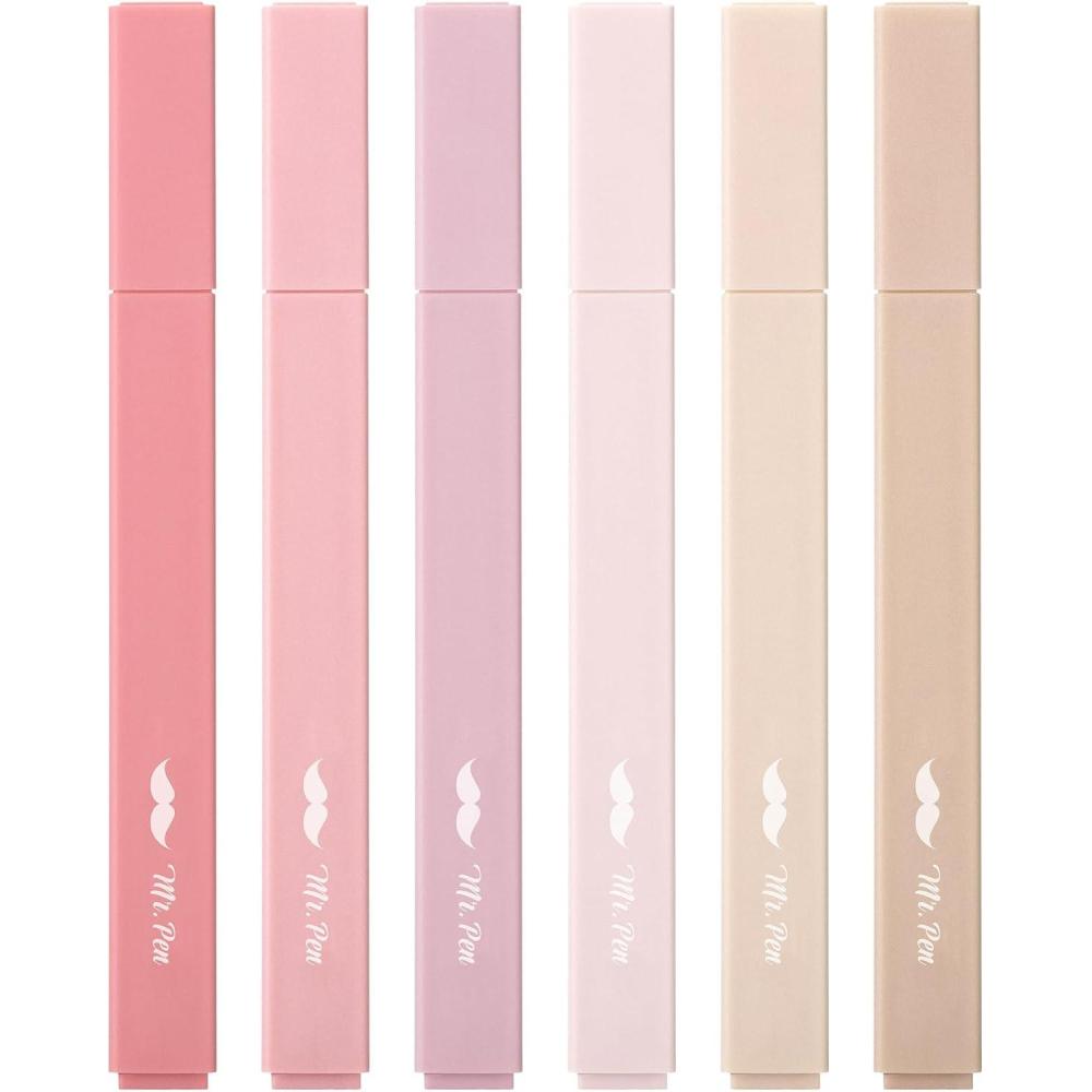 imageMr Pen Aesthetic Highlighters 6pcs Chisel Tip Vibrant Colors Assorted Colors No Bleed Cute Highlighters and Pens for Bible Pages Fluorescent HighlighterVintage