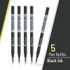 imageMr Pen Rollerball Pen Refills 5 Pack 05mm Black Ink Replacement for Pens