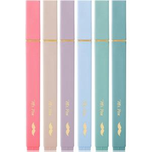 imageMr Pen Aesthetic Highlighters 6pcs Chisel Tip Vibrant Colors Assorted Colors No Bleed Cute Highlighters and Pens for Bible Pages Fluorescent HighlighterMorandi with Gold Trims