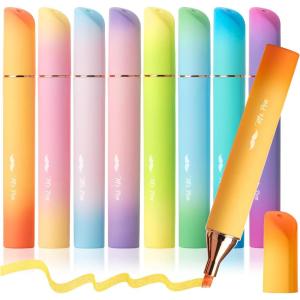 imageMr Pen Aesthetic Highlighters 8Pack Chisel Tip Energetic Colors Gradient Barrel Cute Highlighters Assorted Colors