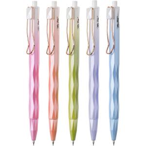 imageMr Pen Diamond Cut Gel Pens 5 Pack Black Ink Fast Dry Retractable Fine Point 05mm Aesthetic Pens for Journaling