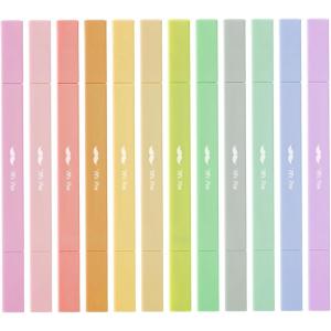 imageMr Pen Dual Tip Aesthetic Highlighters 12Pack Chisel ampamp Fine Tips Pastel Colors Cute Assorted Colors Cute High lighters for School Highlighter Set