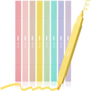 imageMr Pen Dual Tip Aesthetic Highlighters 8 pcs Fine ampamp Chisel Tips Pastel Colors Cute Highlighters Assorted Colors Bible Highlighters and Pens No Bleed Highlighters for Bible Pages No Bleed