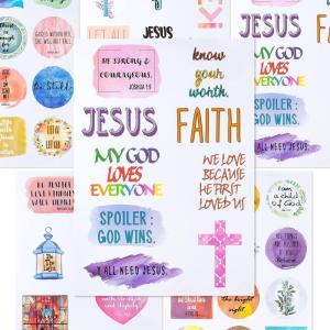 imageMr Pen Christian Stickers 49 Pcs Religious Jesus Bible Journaling Faith Stickers for Water Bottles Scripture
