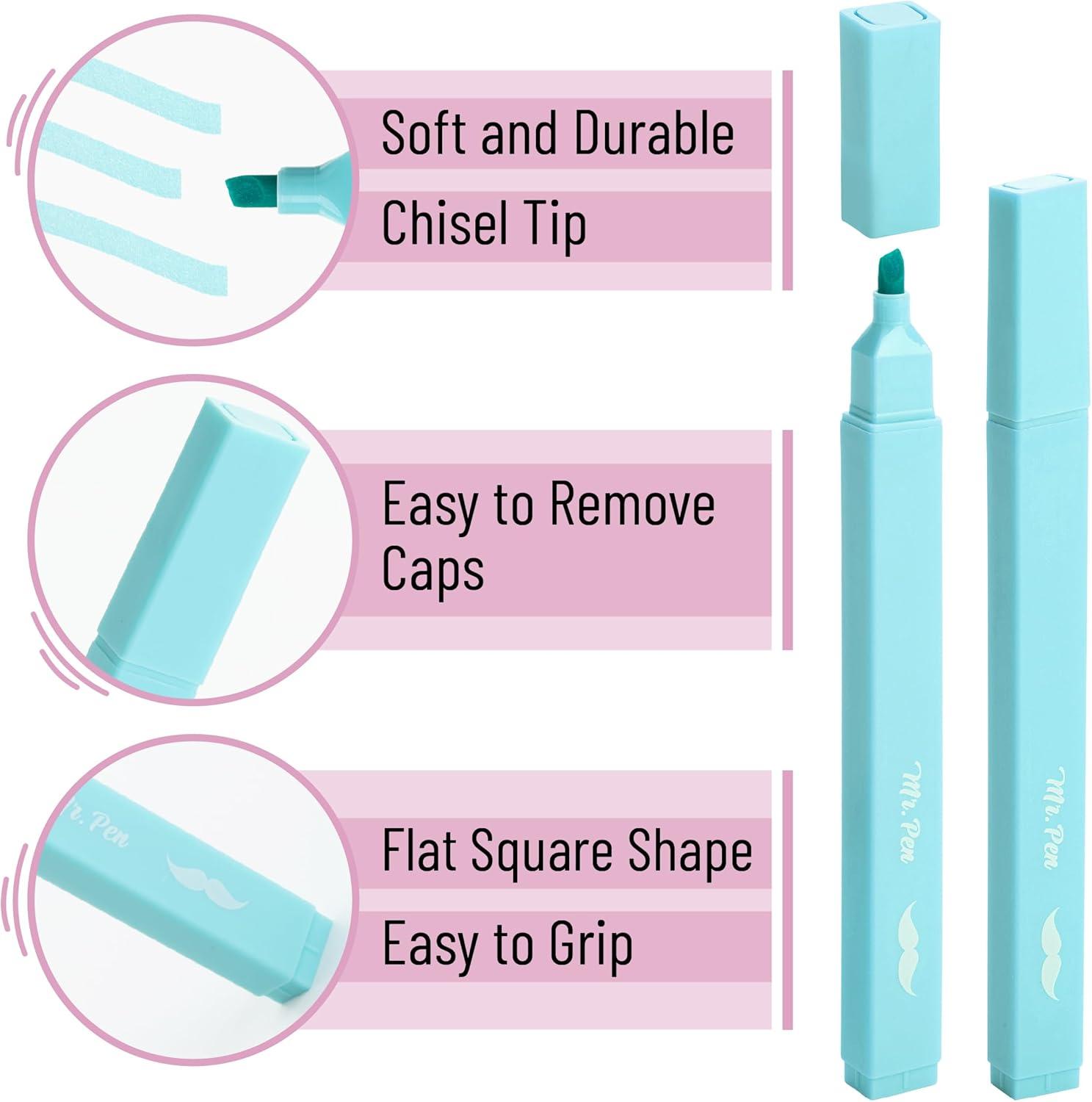 imageMr Pen Aesthetic Cute Pastel Highlighters Set 8 pcs Chisel Tip Candy Colors No Bleed Bible Assorted Colors