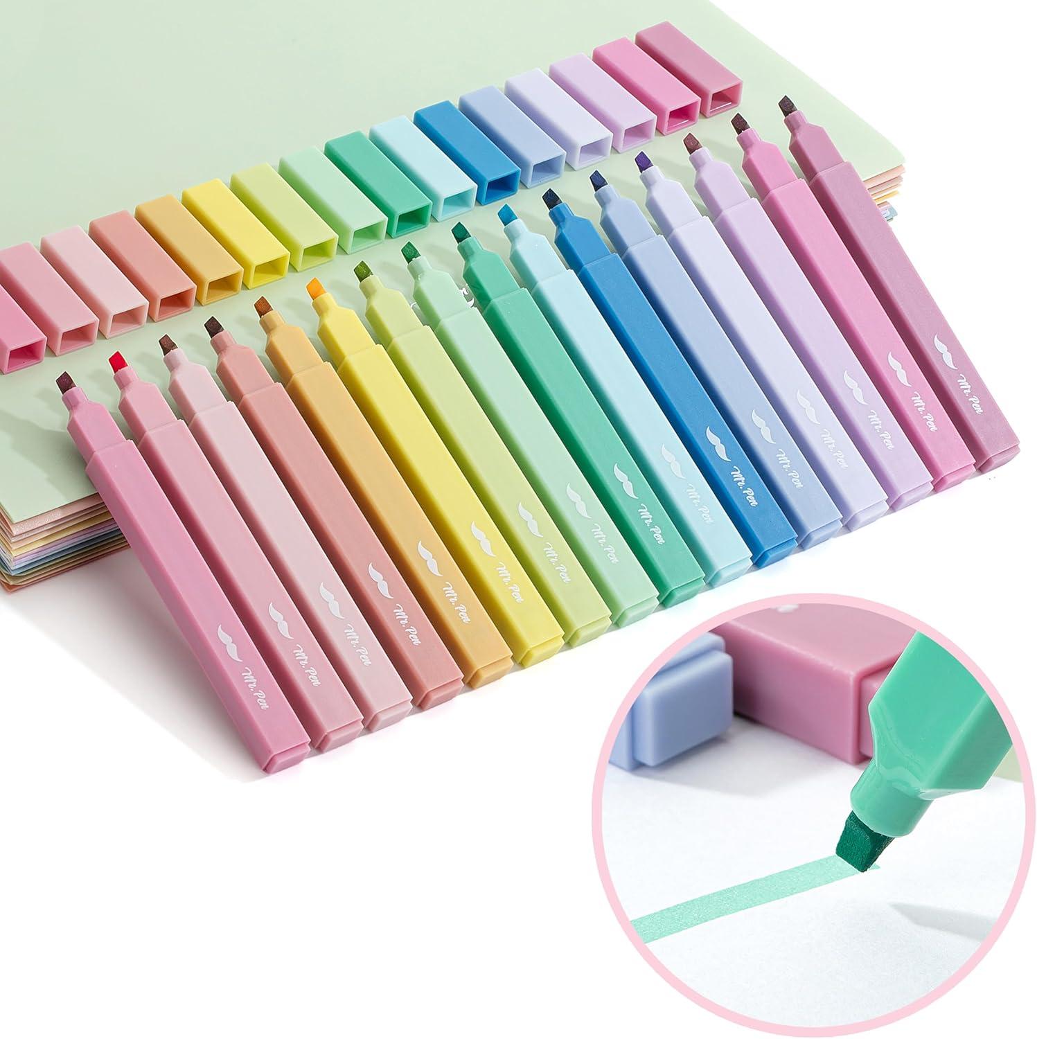 imageMr Pen Aesthetic Highlighters 48 Pack Chisel Tip Pastel Colors Cute Highlighters Assorted Colors Cute Highlighters for School Highlighters Highlighter Set Pastel Highlighters