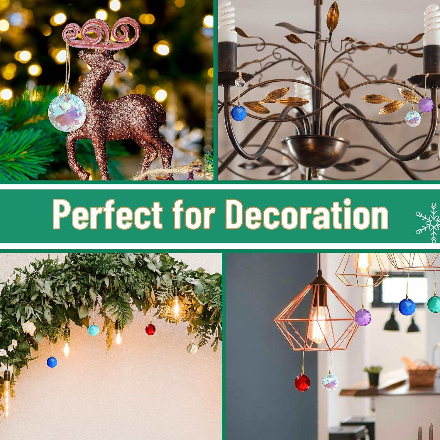 imageMr Pen Crystal Mini Ornaments 118quot 12 pcs Multicolor Iridescent Hanging Crystals for Christmas Tree Decoration