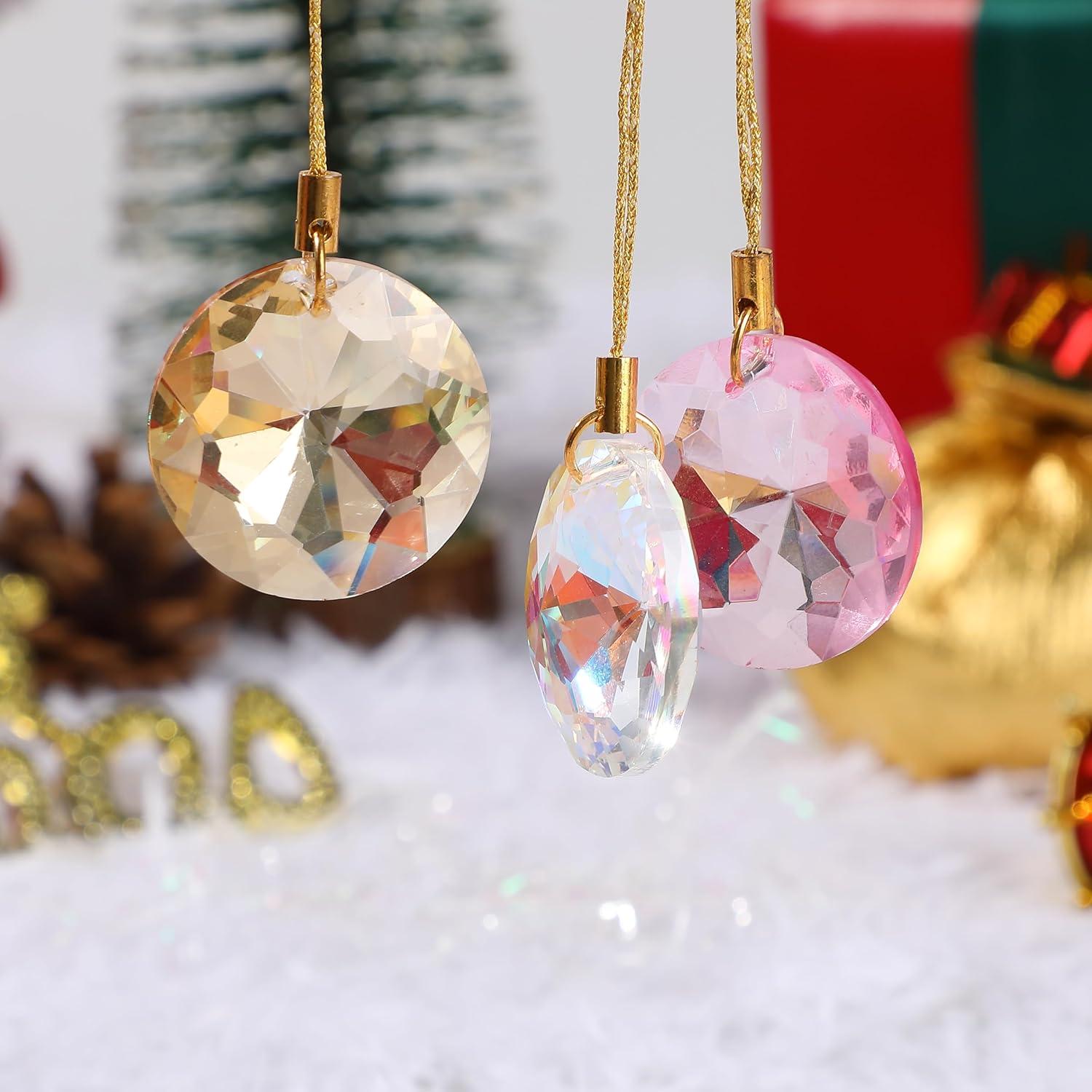 imageMr Pen Crystal Mini Ornaments 118quot 12 pcs Multicolor Iridescent Hanging Crystals for Christmas Tree Decoration