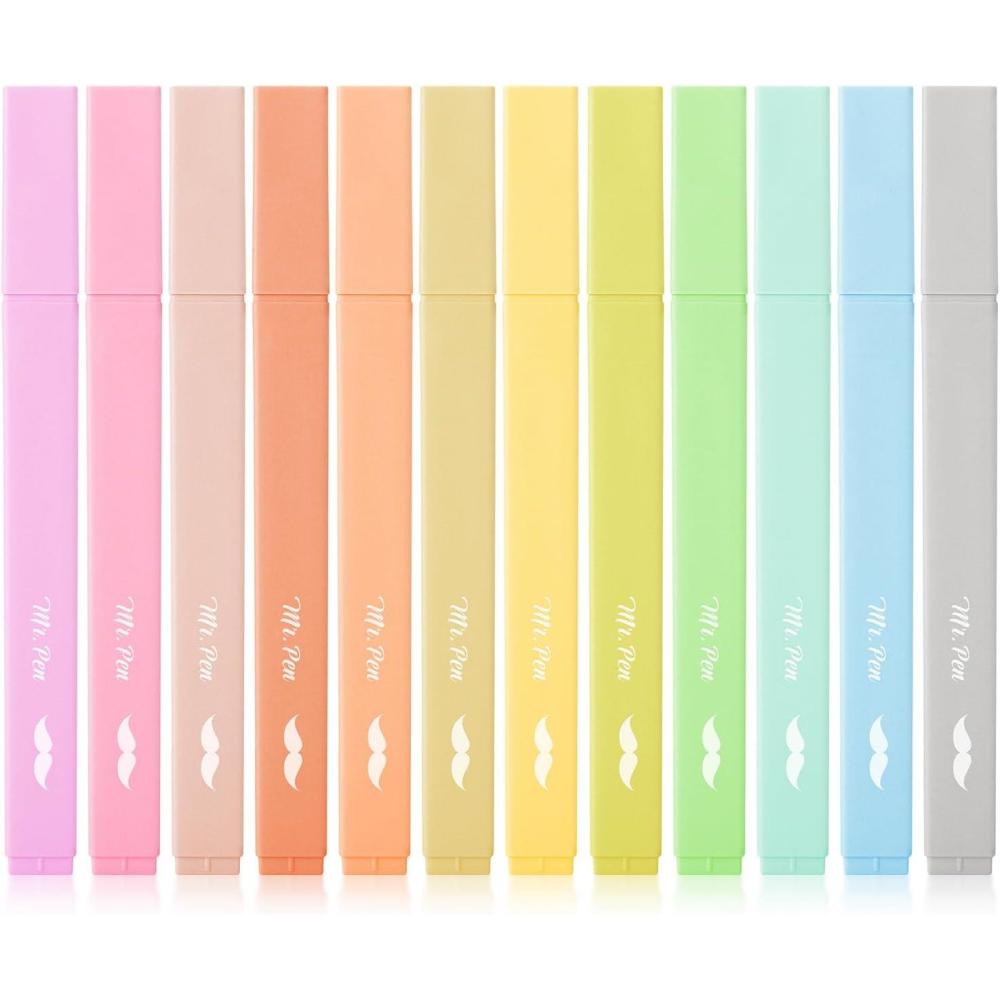 imageMr Pen Aesthetic Cute Pastel Highlighters Set 8 pcs Chisel Tip Candy Colors No Bleed Bible Assorted Colors