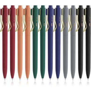 imageMr Pen Ballpoint Pens Black Ink 12 Pack 05mm Fast Dry No Smear Bible Pens No Bleed Through Refillable Ink Vintage RubberGrip Barrels ampamp Gold Metal Clips