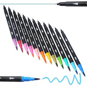 imageMr Pen Dual Tip Brush Pens 12 pcs Assorted Color Fine ampamp Brush Tip Markers for Adult Coloring Markers for Adults