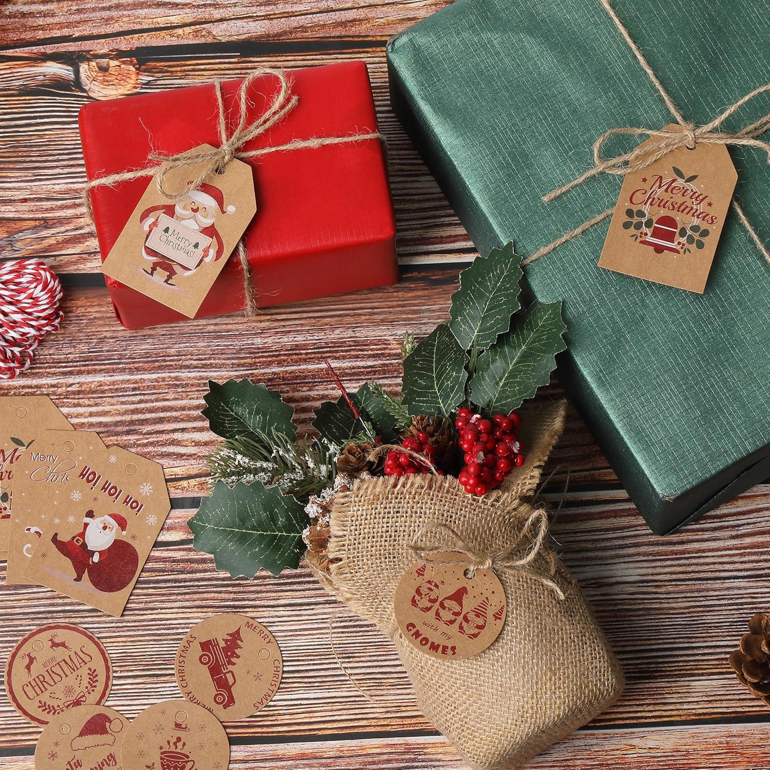 imageMr Pen Christmas Gift Tags 100 pcs with Hemp Rope 10 Designs Kraft Paper Tags Gift Tags with String Brown Tags Christmas Tags for Gifts Blank Gift Tags Gift Bag Tags for Gift Bags Gift Tag