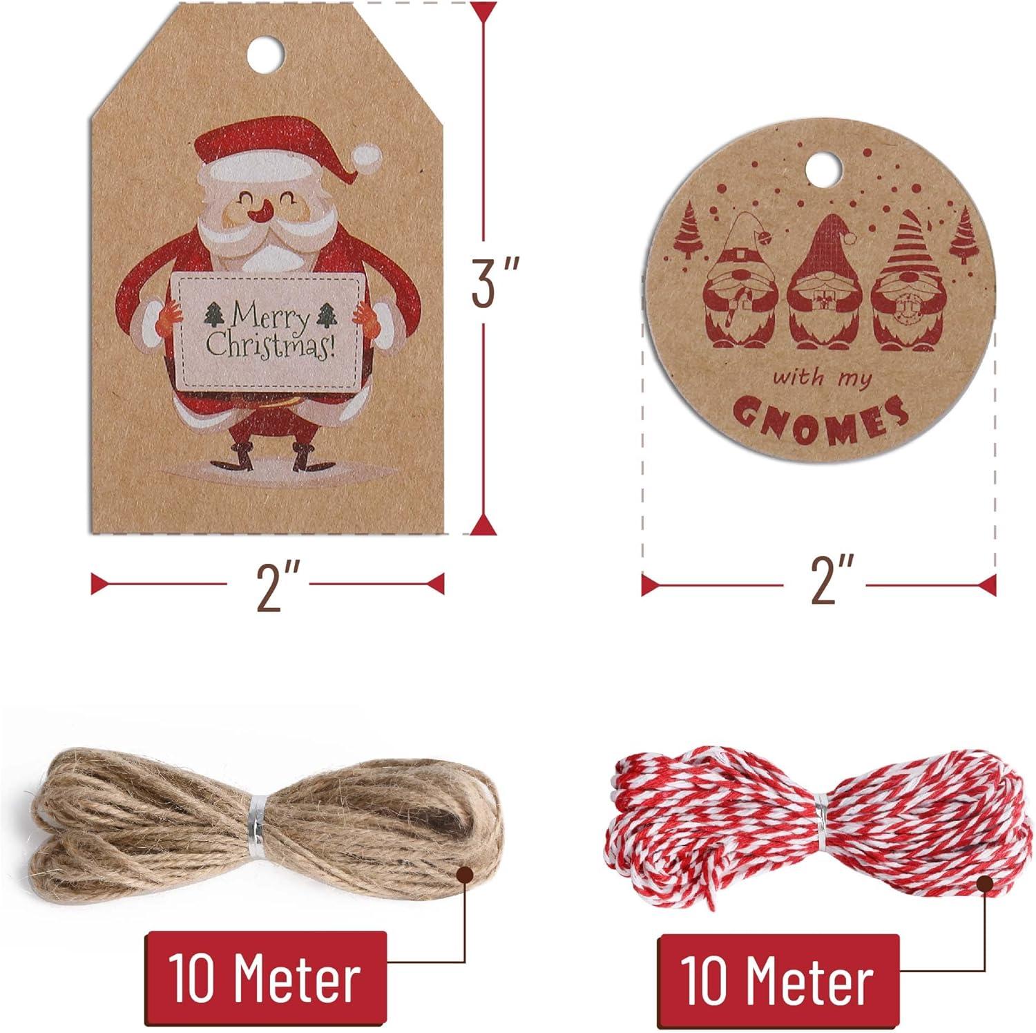 imageMr Pen Christmas Gift Tags 100 pcs with Hemp Rope 10 Designs Kraft Paper Tags Gift Tags with String Brown Tags Christmas Tags for Gifts Blank Gift Tags Gift Bag Tags for Gift Bags Gift Tag